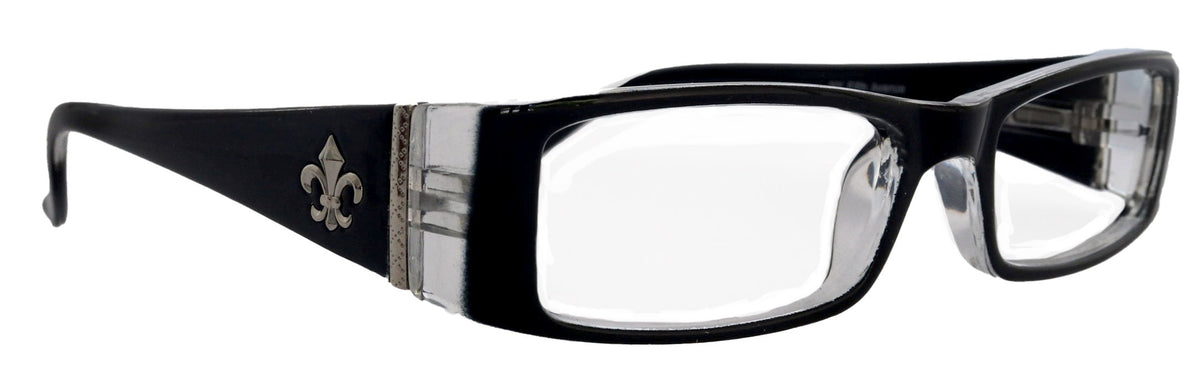 The French (Fleur De Lis) Bayonetta-style, Black rectangular High-End Women Reading Glasses Spring temple Optical Frame NY Fifth Avenue by NY Fifth Avenue