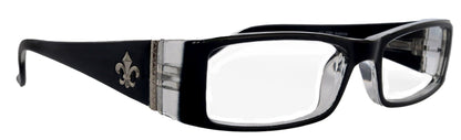 The French (Fleur De Lis) Bayonetta-style, Black rectangular High-End Women Reading Glasses Spring temple Optical Frame NY Fifth Avenue by NY Fifth Avenue