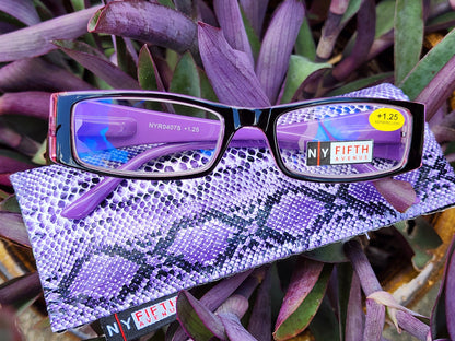 The French (Fleur De Lis) Bayonetta-style, rectangular High-End Women Reading Glasses Spring temple Optical Frame NY Fifth Avenue by NY Fifth Avenue