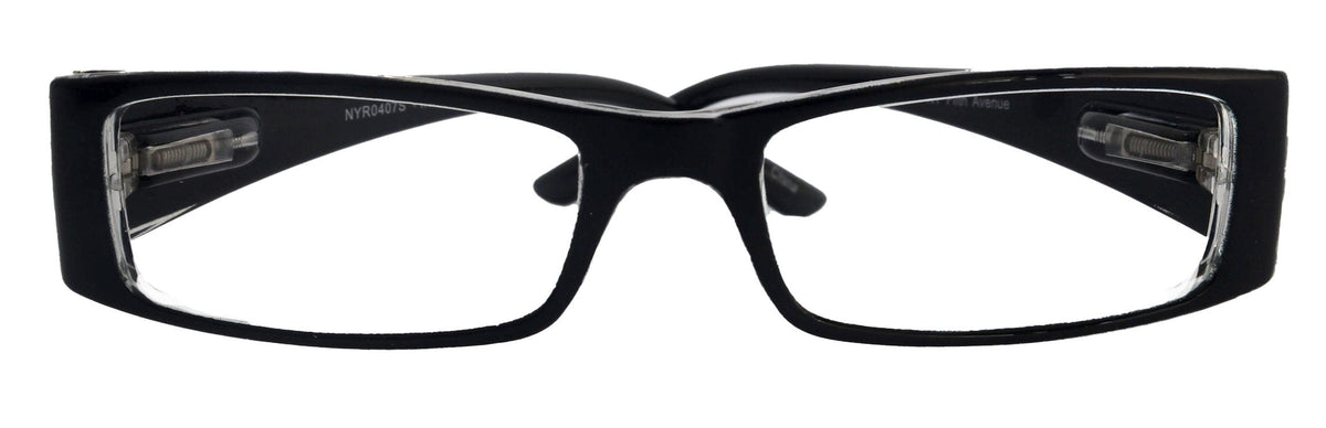 The French (Fleur De Lis) Bayonetta-style, Black rectangular High-End Women Reading Glasses Spring temple Optical Frame NY Fifth Avenue by NY Fifth Avenue