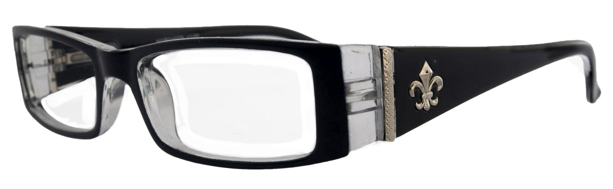 The French (Fleur De Lis) Bayonetta-style, Black rectangular High-End Women Reading Glasses Spring temple Optical Frame NY Fifth Avenue by NY Fifth Avenue