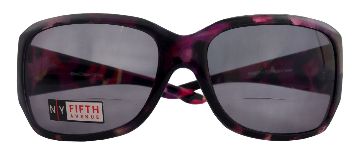 Lourdes, High-End Line Bifocal (Clear On Top) Sun Readers for Women Readers Sunglasses ( Purple, Pink with black) NY Fifth Avenue by NY Fifth Avenue