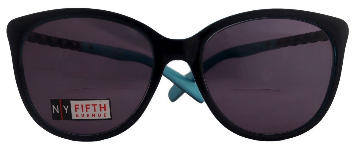 Iris, High-End Line Bifocal (Clear On Top) Sun Readers for Women OR Non-Bifocal Readers Sunglasses (Blue w Black ) NY Fifth Avenue by NY Fifth Avenue