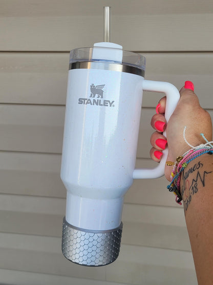 Silver Metallic Mermaid Silicone Boot Bumper Sleeve for tumblers by THE SALTY CHIC