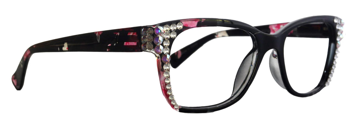 Azul, (Bling) Reading Glasses 4 Women W (Clear)Genuine European Crystals. Black NY Fifth Avenue (Wide frame) by NY Fifth Avenue