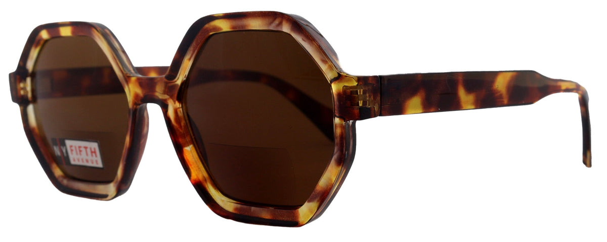 Heptagon, High-End Line Bifocal (Clear On Top) Sun Readers Unixes OR Non-Bifocal Readers Sunglasses (Brown Tortoiseshell) NY Fifth Avenue by NY Fifth Avenue
