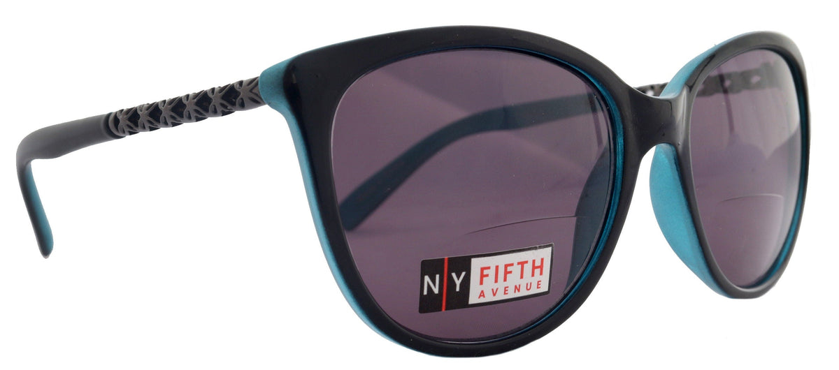 Iris, High-End Line Bifocal (Clear On Top) Sun Readers for Women OR Non-Bifocal Readers Sunglasses (Blue w Black ) NY Fifth Avenue by NY Fifth Avenue