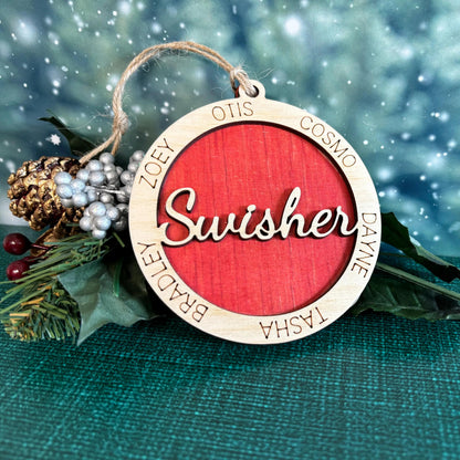 Family Christmas Ornament, Personalized Family Ornament, Wood Laser Cut Engraved Christmas Tree Decoration, Custom Ornament by Joyful Moose