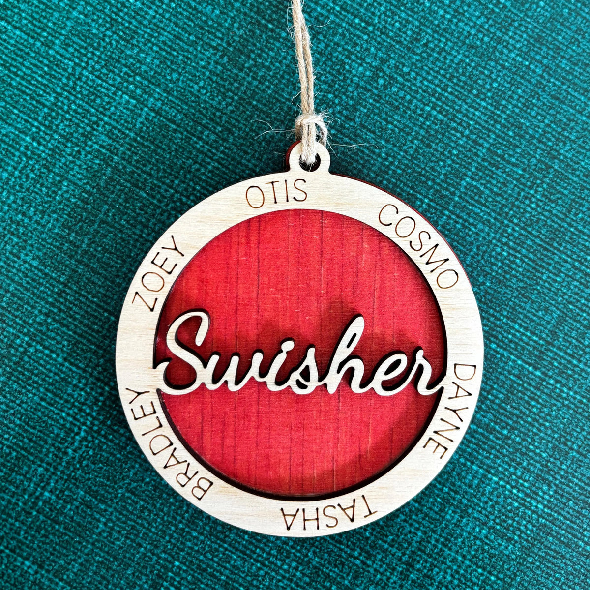 Family Christmas Ornament, Personalized Family Ornament, Wood Laser Cut Engraved Christmas Tree Decoration, Custom Ornament by Joyful Moose