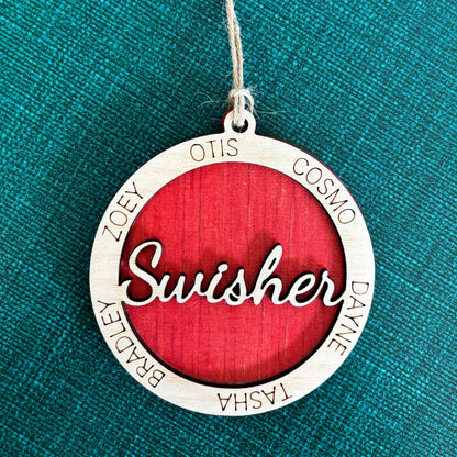 Family Christmas Ornament, Personalized Family Ornament, Wood Laser Cut Engraved Christmas Tree Decoration, Custom Ornament by Joyful Moose