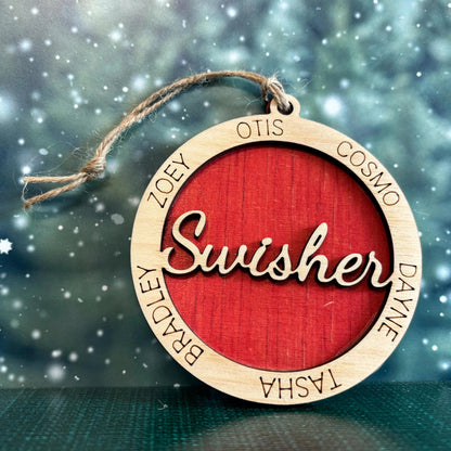 Family Christmas Ornament, Personalized Family Ornament, Wood Laser Cut Engraved Christmas Tree Decoration, Custom Ornament by Joyful Moose