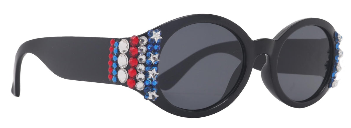 Freedom Shine, Bling Women’s Sunglasses with Genuine European Crystals, US Flag Colors, Oval Frame, NY Fifth Avenue by NY Fifth Avenue
