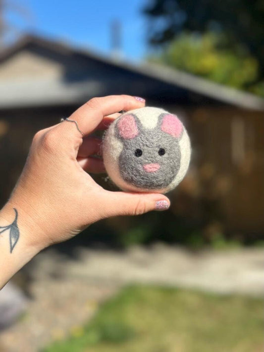 Organic wool dryer balls in Merry Mouse design