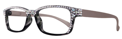 Olivia, BLING (Blue Light Glasses) Women Reading Glasses Adorned with (Full Top) (Clear) Genuine European Crystals. Square, NY Fifth Avenue. by NY Fifth Avenue