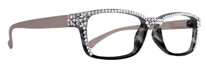 Olivia, BLING (Blue Light Glasses) Women Reading Glasses Adorned with (Full Top) (Clear) Genuine European Crystals. Square, NY Fifth Avenue. by NY Fifth Avenue
