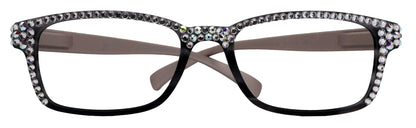 Olivia, BLING (Blue Light Glasses) Women Reading Glasses Adorned with (Full Top) (Clear) Genuine European Crystals. Square, NY Fifth Avenue. by NY Fifth Avenue