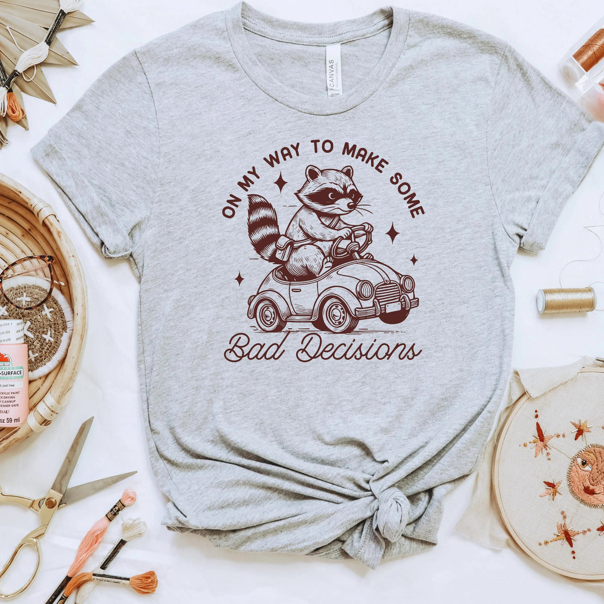 Funny Racoon Shirt - On My Way to Make Bad Decisions - Bella Canvas Graphic Tee - Trendy Racoon Shirt by Joyful Moose