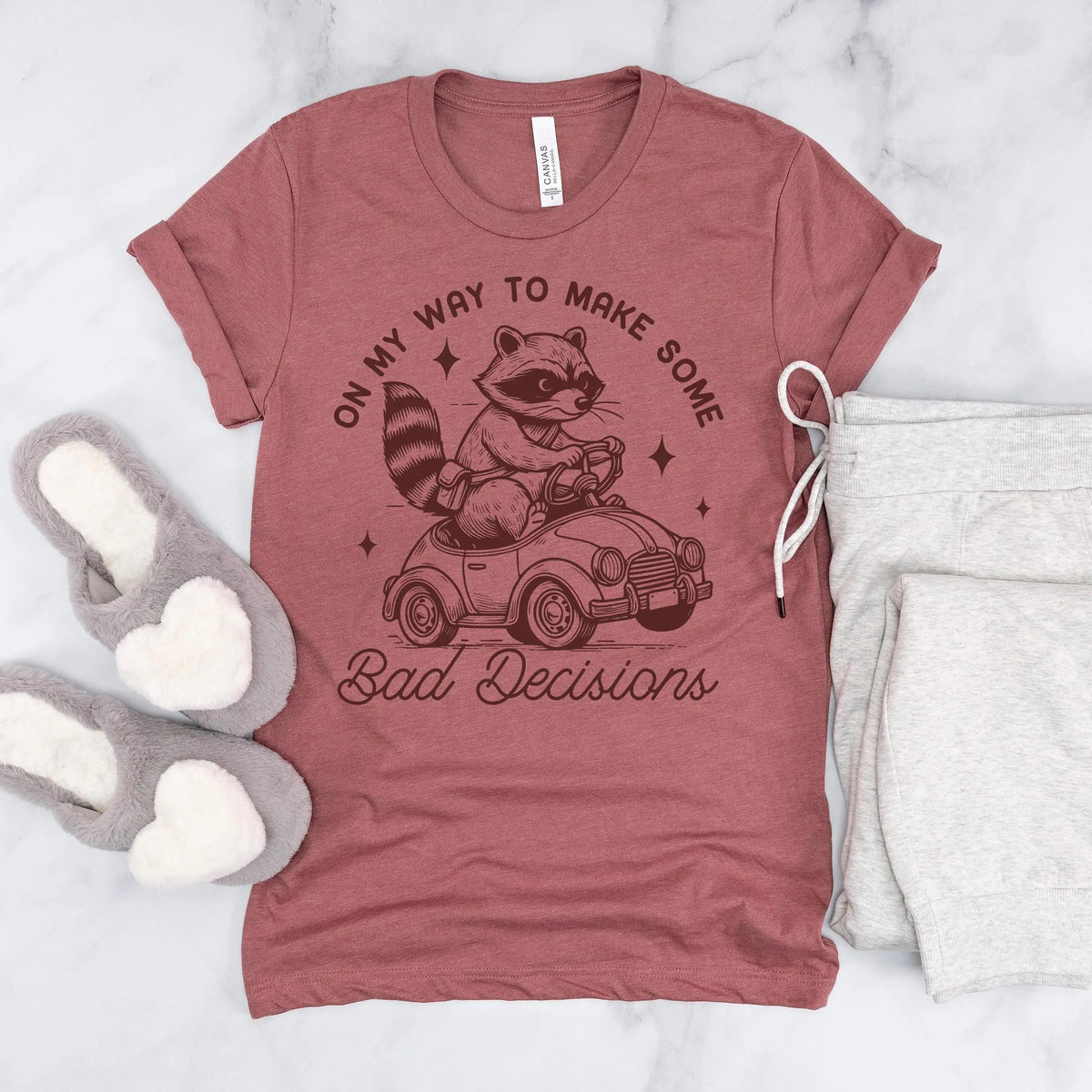 Funny Racoon Shirt - On My Way to Make Bad Decisions - Bella Canvas Graphic Tee - Trendy Racoon Shirt by Joyful Moose