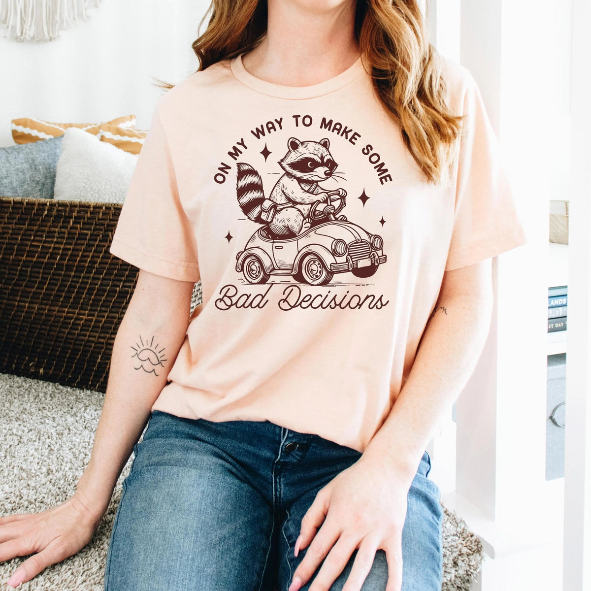 Funny Racoon Shirt - On My Way to Make Bad Decisions - Bella Canvas Graphic Tee - Trendy Racoon Shirt by Joyful Moose