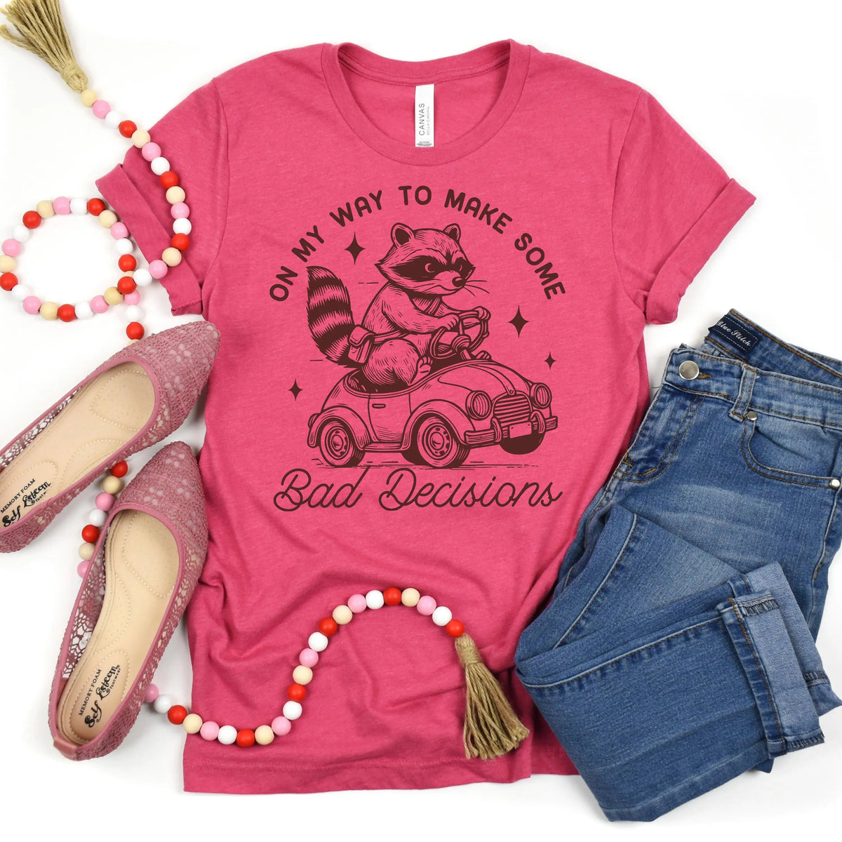 Funny Racoon Shirt - On My Way to Make Bad Decisions - Bella Canvas Graphic Tee - Trendy Racoon Shirt by Joyful Moose