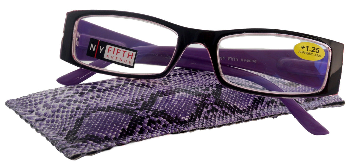 The French (Fleur De Lis) Bayonetta-style, rectangular High-End Women Reading Glasses Spring temple Optical Frame NY Fifth Avenue by NY Fifth Avenue