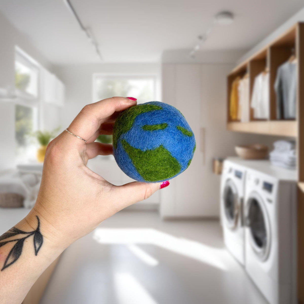 Organic wool dryer balls in Earth design