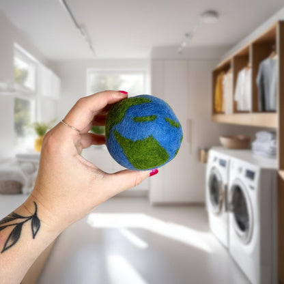 Organic wool dryer balls in Earth design