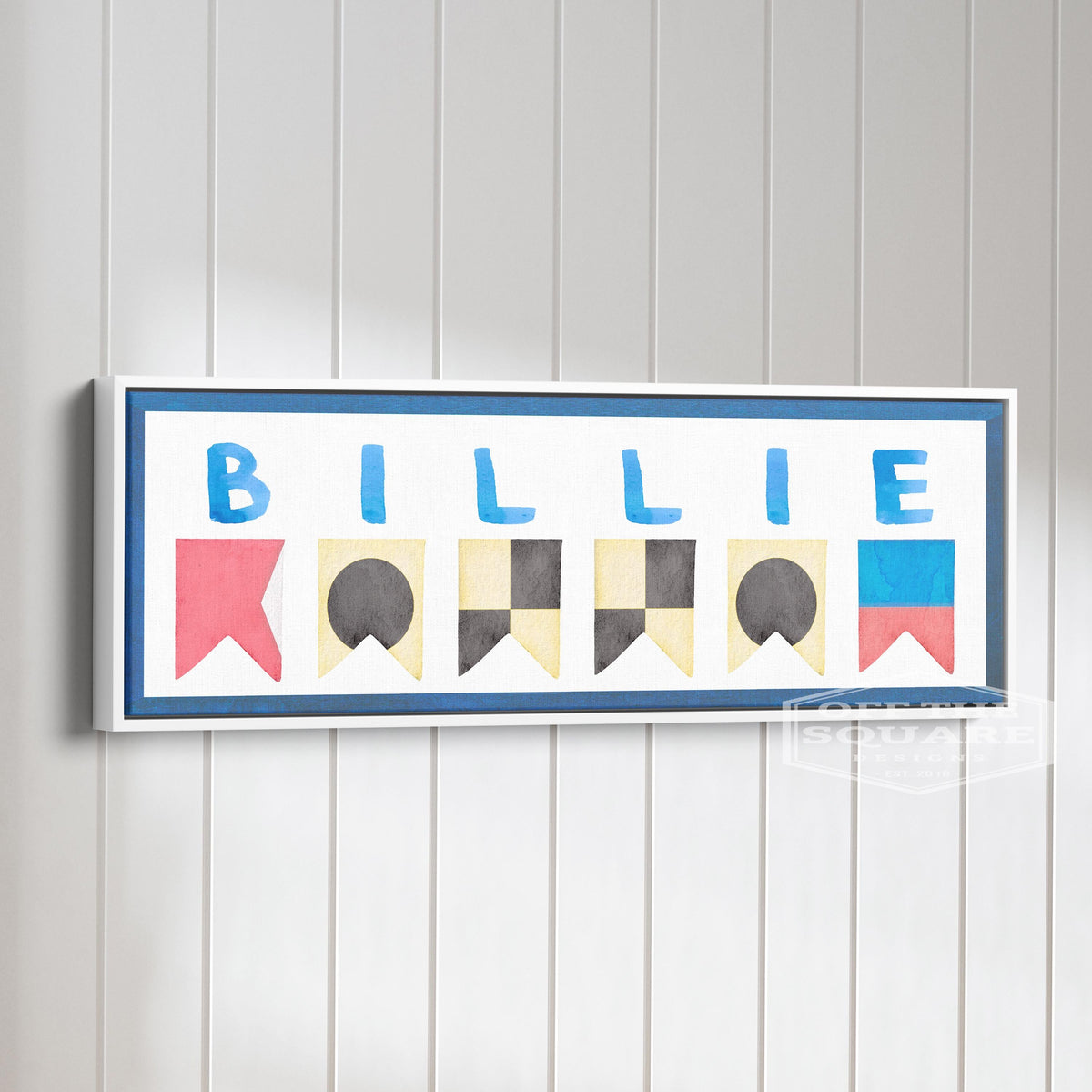 Personalized Nautical Flag Kid's Name Framed Canvas Print by Off The Square Designs