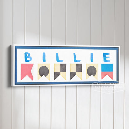 Personalized Nautical Flag Kid's Name Framed Canvas Print by Off The Square Designs