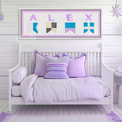 Personalized Nautical Flag Kid's Name Framed Canvas Print by Off The Square Designs