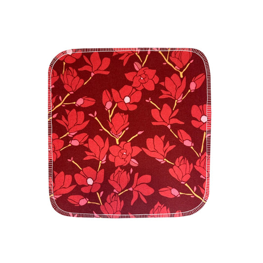 Reusable flannel paper towels in Red Magnolias