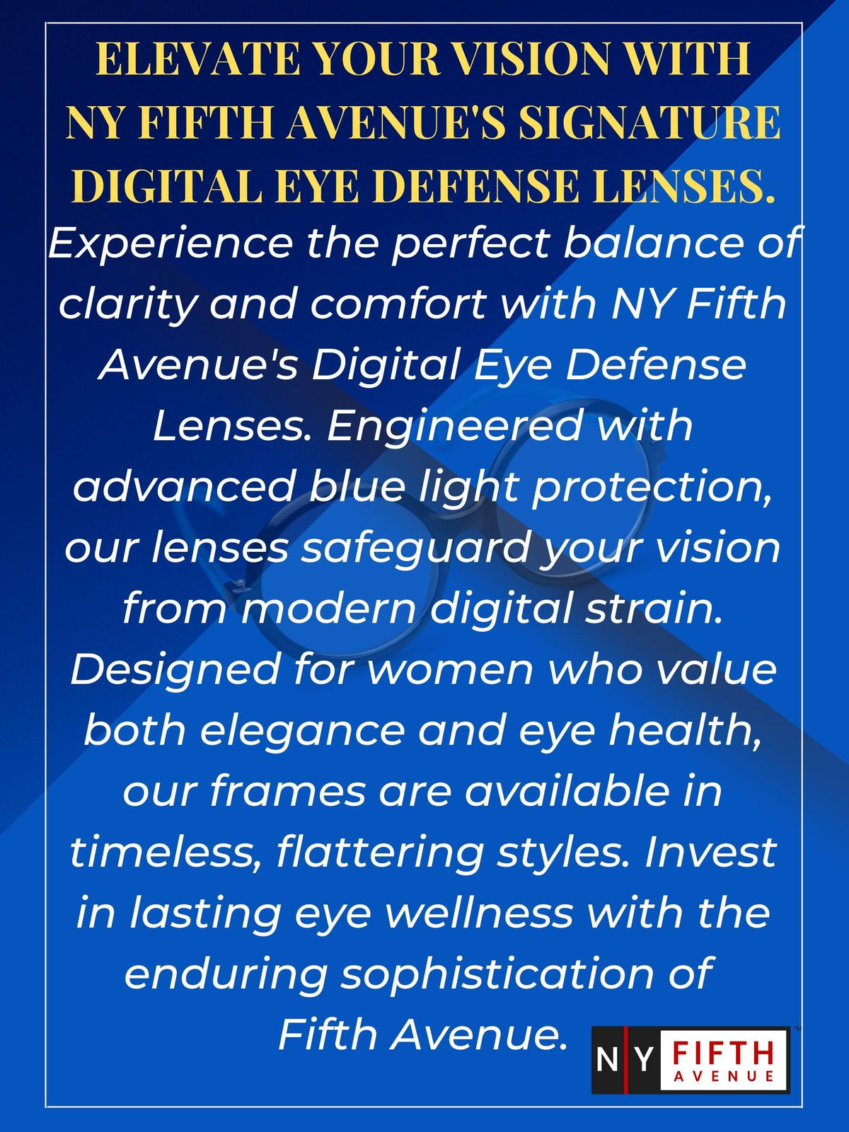 Custom lens Order, Blue Light Blocking Lens Upgrade (Customize) by NY Fifth Avenue