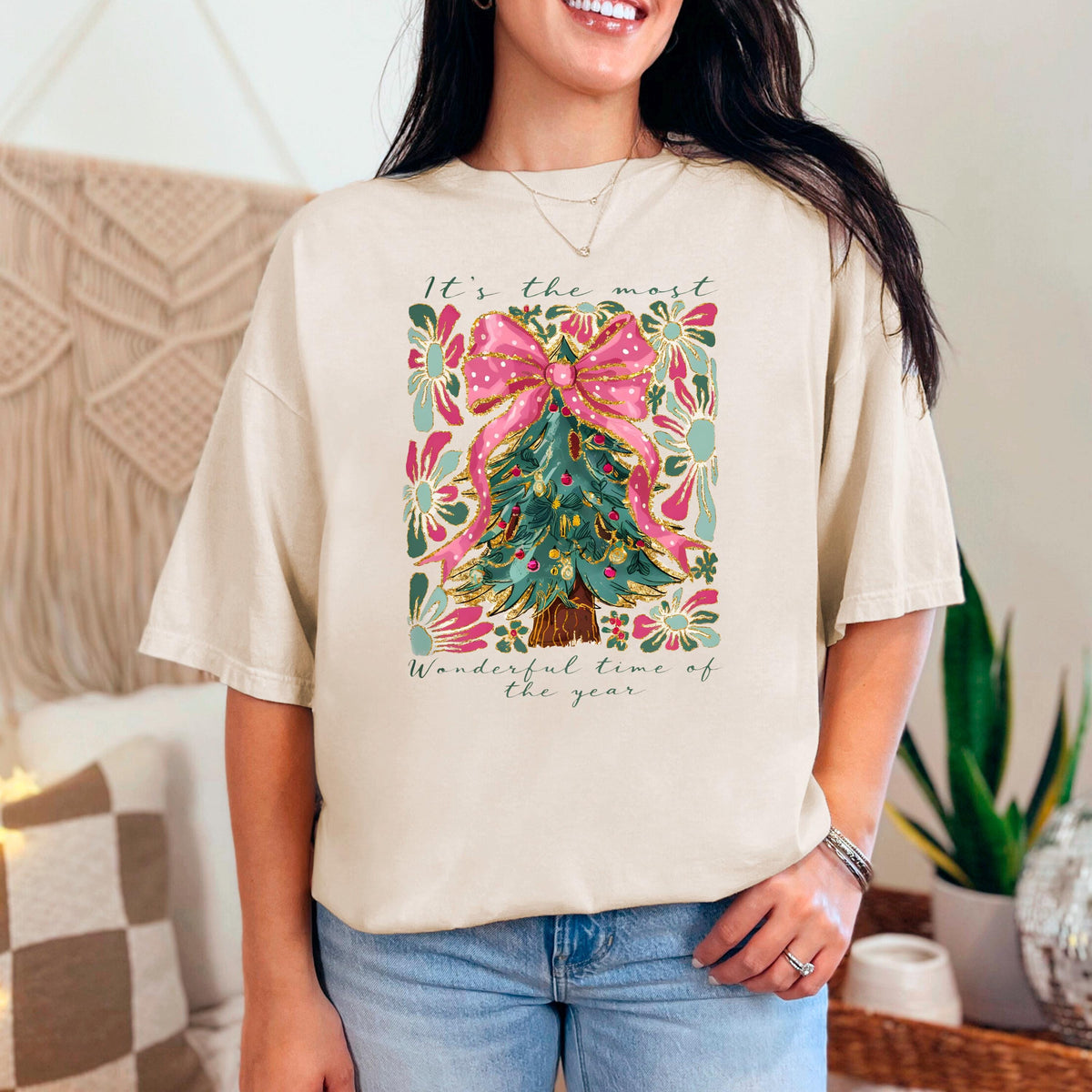 Most Wonderful Time of Year T-Shirt Comfort Colors Christmas Tree Graphic Holiday Pajama Top Cozy Gift by Joyful Moose