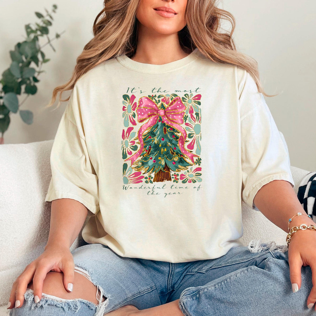 Most Wonderful Time of Year T-Shirt Comfort Colors Christmas Tree Graphic Holiday Pajama Top Cozy Gift by Joyful Moose