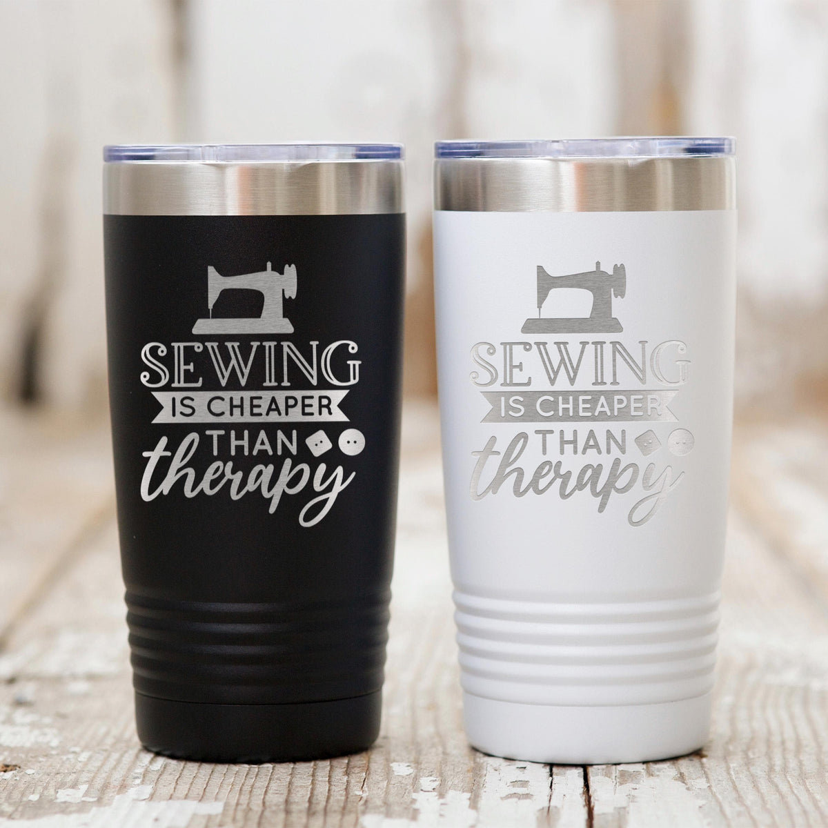Personalized Sewing Tumbler 20 oz stainless steel insulated drinkware for crafters, hot or cold beverage travel mug, gift for sewists by Joyful Moose