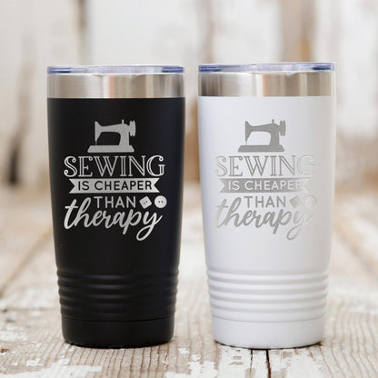 Personalized Sewing Tumbler 20 oz stainless steel insulated drinkware for crafters, hot or cold beverage travel mug, gift for sewists by Joyful Moose