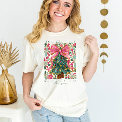Most Wonderful Time of Year T-Shirt Comfort Colors Christmas Tree Graphic Holiday Pajama Top Cozy Gift by Joyful Moose