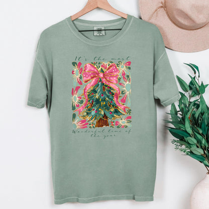 Most Wonderful Time of Year T-Shirt Comfort Colors Christmas Tree Graphic Holiday Pajama Top Cozy Gift by Joyful Moose