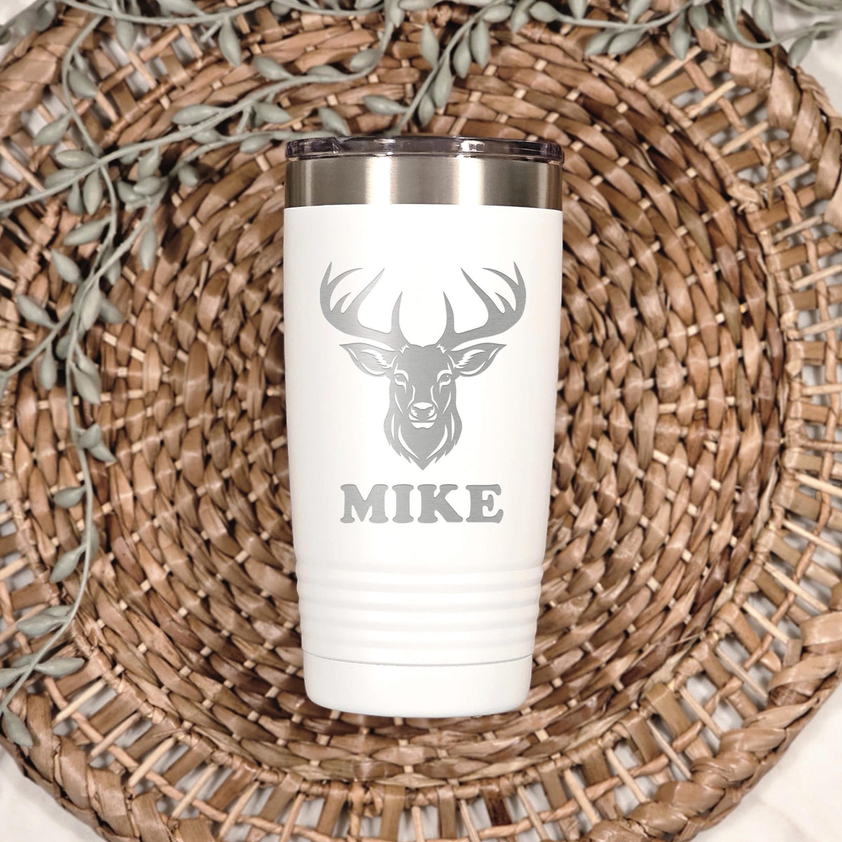 Personalized Deer Hunting Tumbler with Custom Name, Insulated Travel Mug for Outdoor Enthusiasts, Keeps Beverages Hot or Cold by Joyful Moose