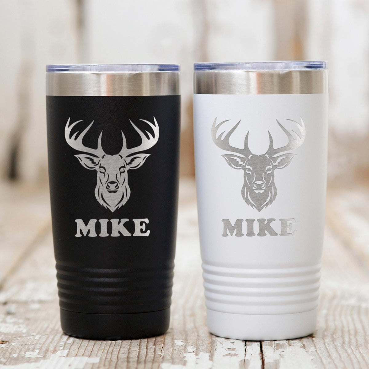 Personalized Deer Hunting Tumbler with Custom Name, Insulated Travel Mug for Outdoor Enthusiasts, Keeps Beverages Hot or Cold by Joyful Moose