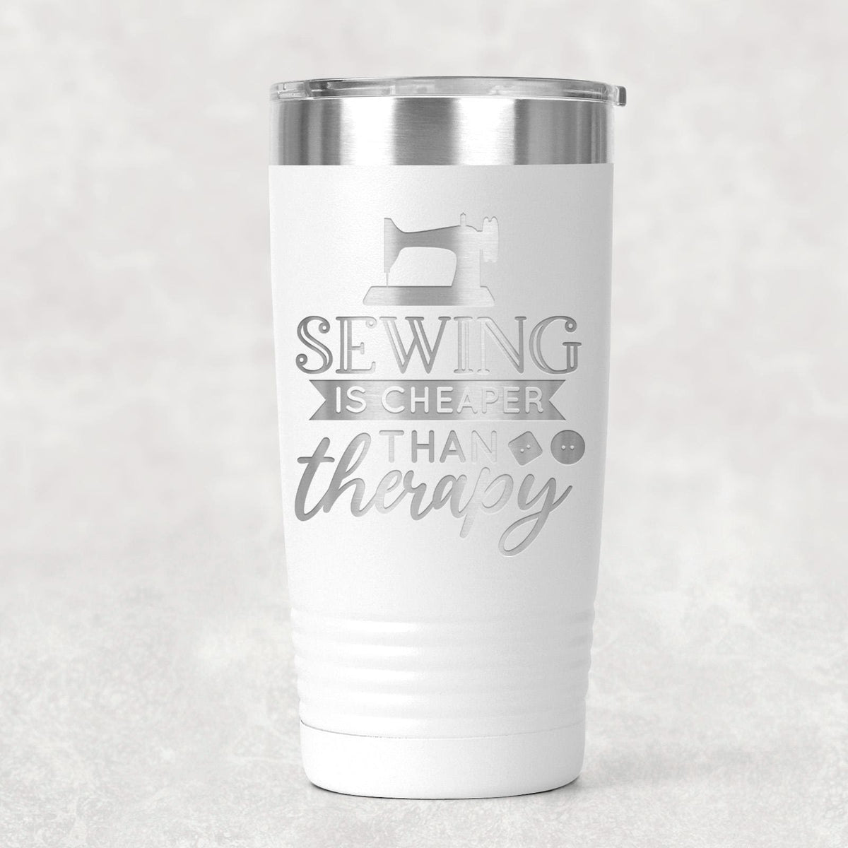 Personalized Sewing Tumbler 20 oz stainless steel insulated drinkware for crafters, hot or cold beverage travel mug, gift for sewists by Joyful Moose