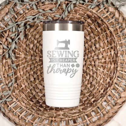 Personalized Sewing Tumbler 20 oz stainless steel insulated drinkware for crafters, hot or cold beverage travel mug, gift for sewists by Joyful Moose