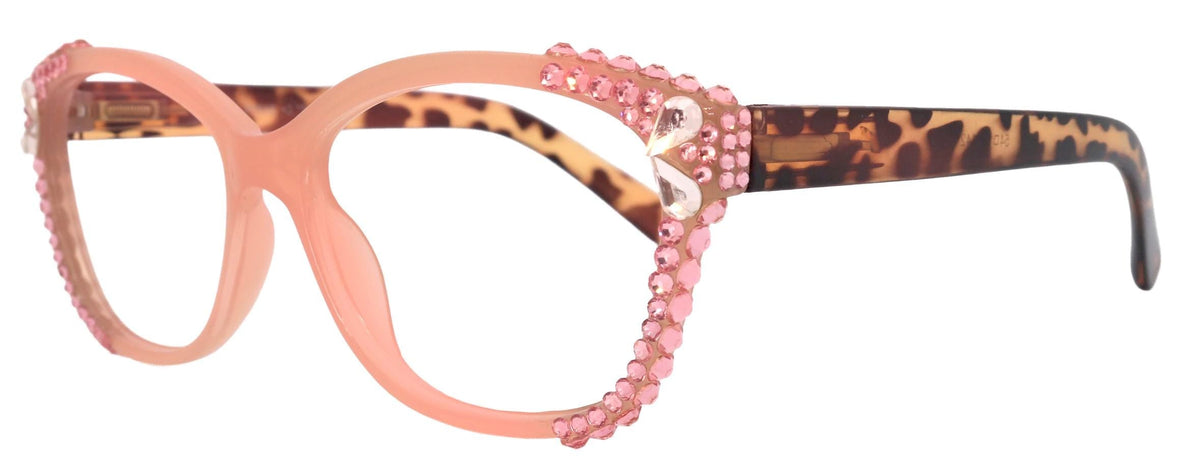 Savannah, (Bling) Women Reading Glasses W (2X line) (Light Rose, Rose, Teardrop)Genuine European Crystals. (Pink) NY Fifth Avenue. by NY Fifth Avenue
