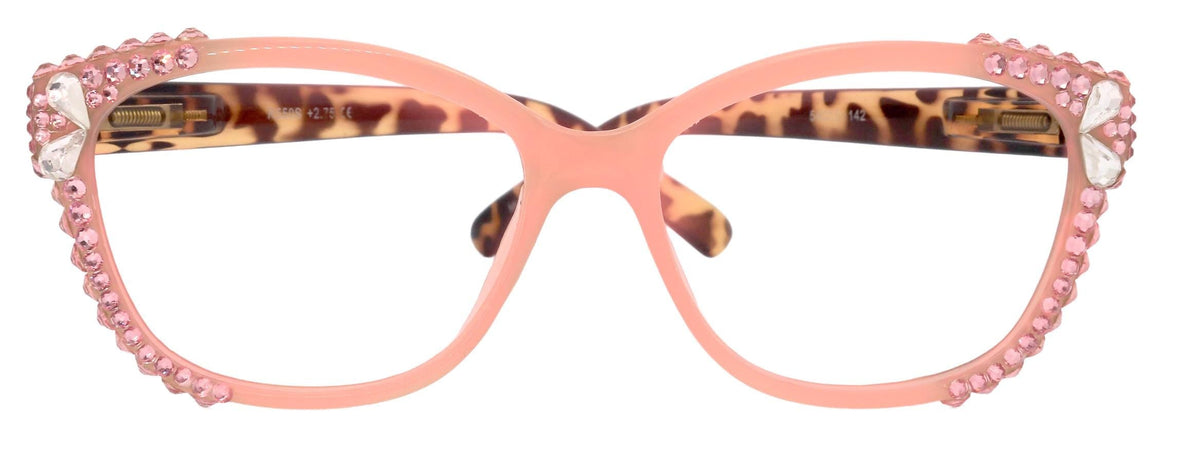 Savannah, (Bling) Women Reading Glasses W (2X line) (Light Rose, Rose, Teardrop)Genuine European Crystals. (Pink) NY Fifth Avenue. by NY Fifth Avenue