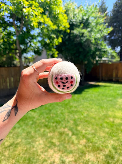 Organic wool dryer balls in Whimsical Watermelon design