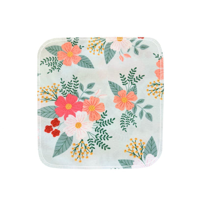 Reusable flannel paper towels in Minty Florals