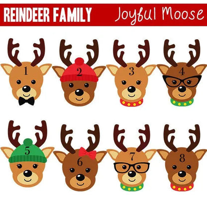 Christmas Ornament Reindeer - Custom Family of 4 Gift Idea under 15 - Black Friday Shopping Christmas Ornaments by Joyful Moose