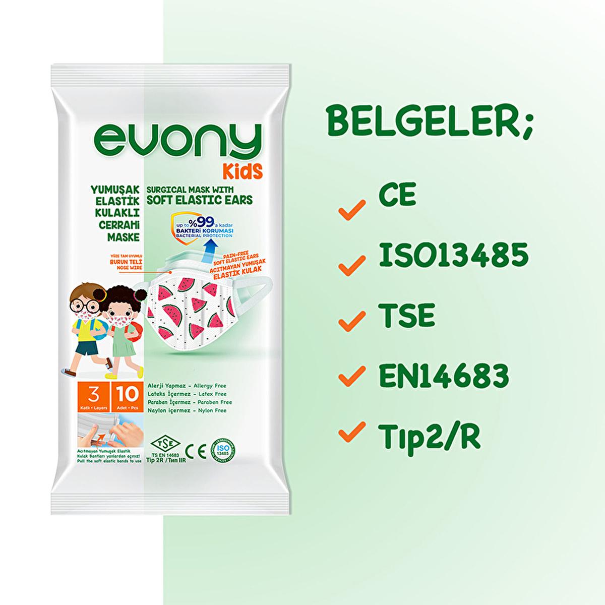 Evony Children's Face Mask: 10-Pack - TSE Certified, Soft, Comfortable, & Allergy-Free Kids Face Masks for Reliable Respiratory Protection by Beauty Care Bag