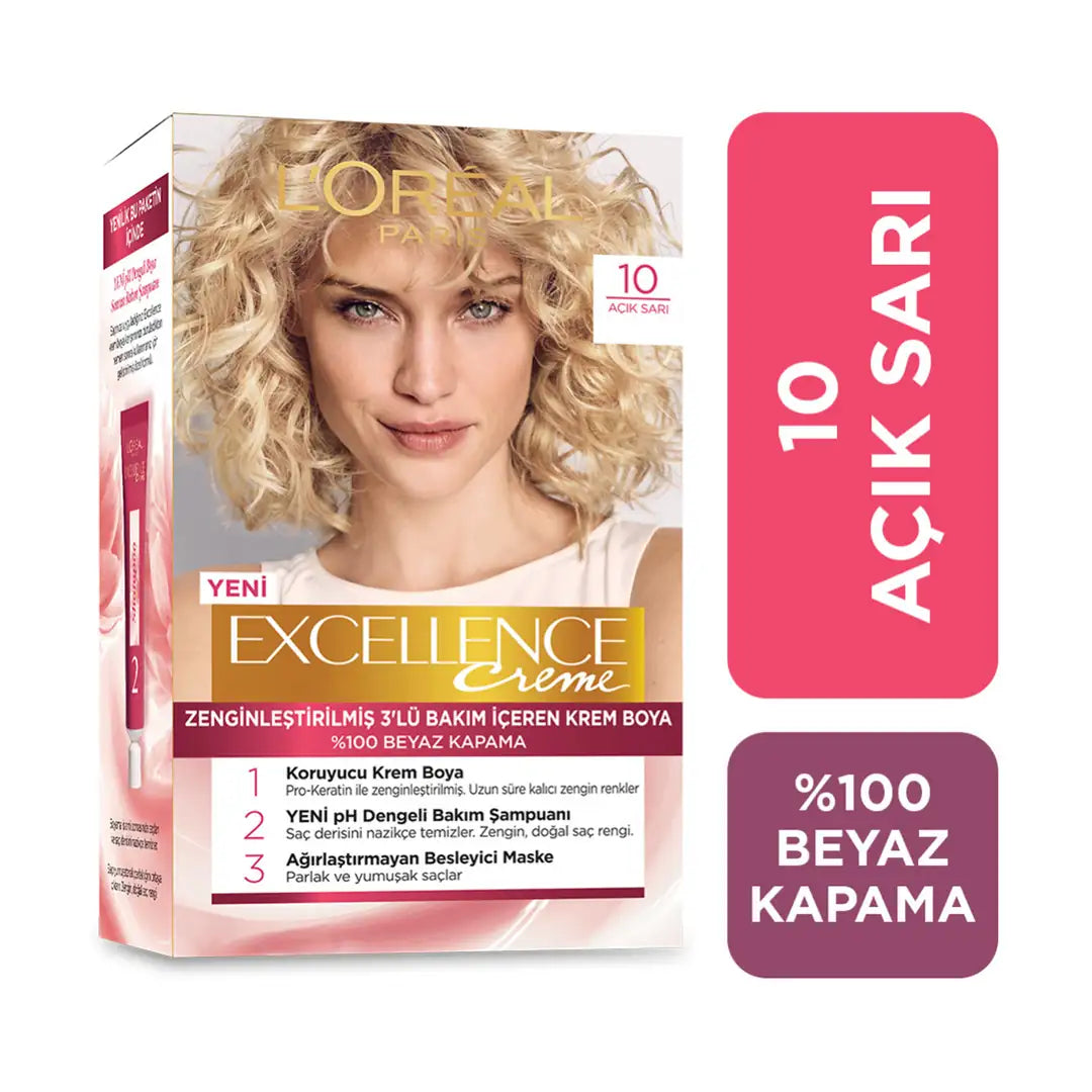 L'Oreal Excellence Creme Hair Color 10 Light Blonde by Beauty Care Bag