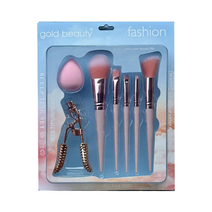 Gold Beauty EP-742 7-Piece Makeup Brush Set by Beauty Care Bag